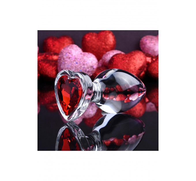 Анальная пробка стеклянная ADAM ET EVE RED HEART GEM GLASS PLUG LARGE