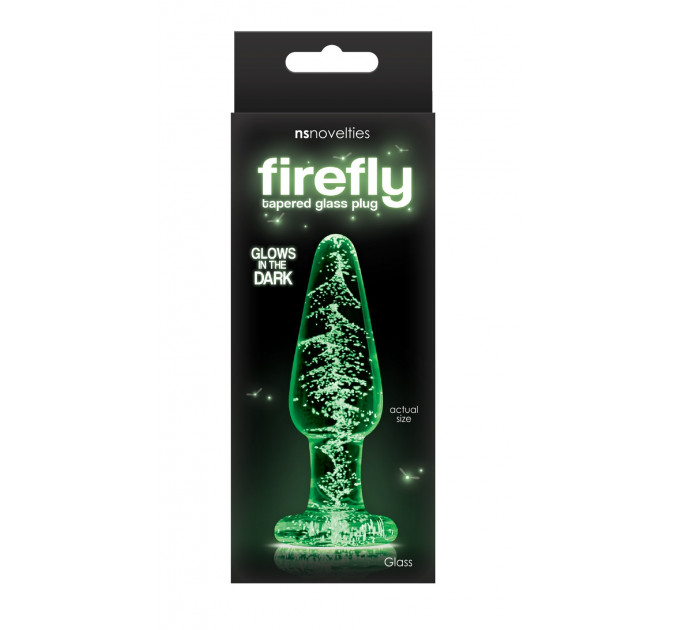 Анальна пробка скляна NS Novelties, що світиться FIREFLY GLASS TAPERED PLUG MEDIUM CLEAR