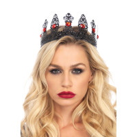 Декоративная королевская корона Leg Avenue черная с красными камнями