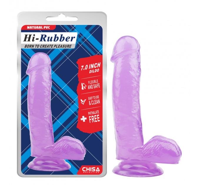 Фаллоимитатор на присоске фиолетовый Chisa Hi-Rubber 17,5*3,6 см