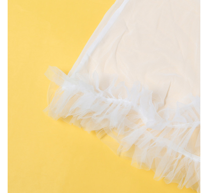 Халат Star Night с рюшами и поясом, белый, M-L