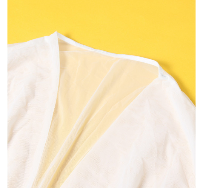 Халат Star Night с рюшами и поясом, белый, M-L