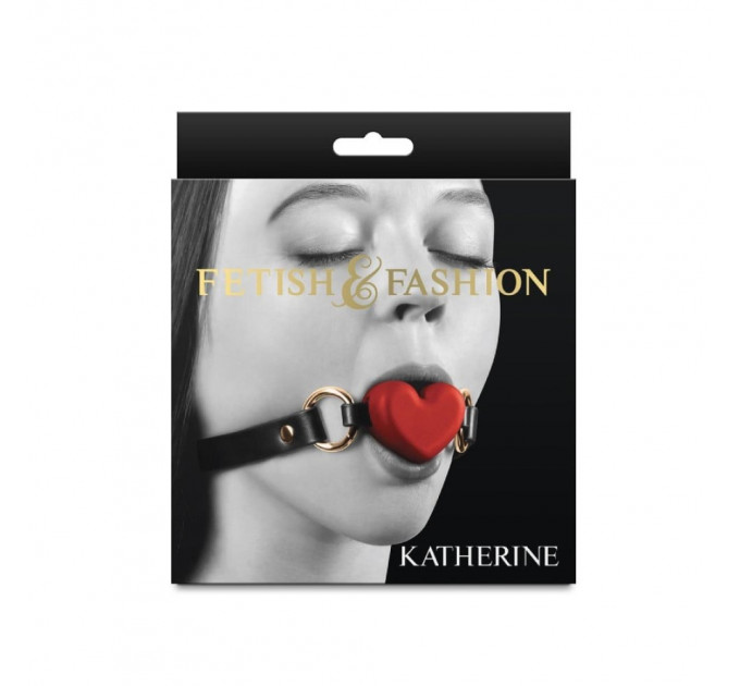 Кляп в виде сердца NS Novelties Katherine на регулируемом ремешке, красно-черный