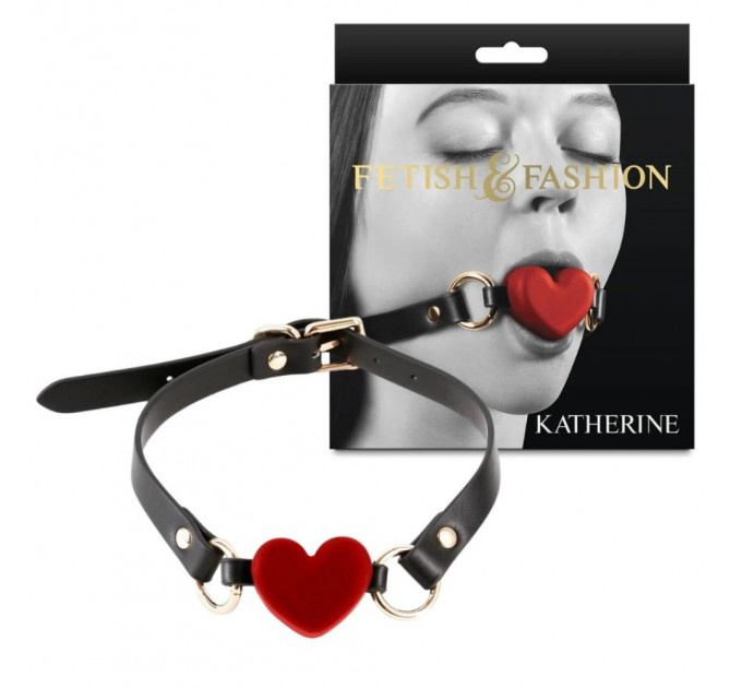 Кляп в виде сердца NS Novelties Katherine на регулируемом ремешке, красно-черный