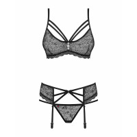 Комплект с поясом для чулок Obsessive 818-SEG-1 L/XL