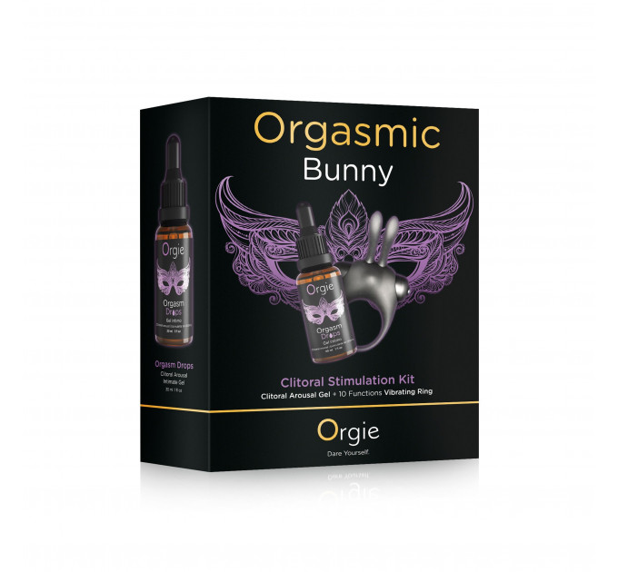 Набор эрекционное виброкольцо и капли для клитора Orgie ORGASMIC BUNNY