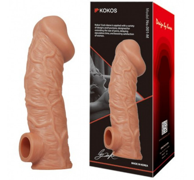 K45205 Насадка на пенис с отверстием для мошонки Kokos 15,6 см. CS 001-M
