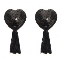 Пестисы в форме сердечек с пайетками и кисточками Sunspice, черные