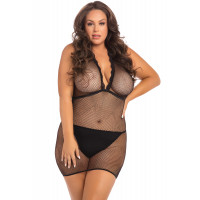 Платье в сетку TAKE ME FISHNET MINI DRESS BLACK PLUS SIZE