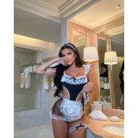 Сексуальный костюм горничной Leg Avenue , S/M, 4 предмета, черно-белый