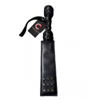 Шлепалка с шипами Candy Hero, кожа, ручная работа, черный