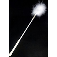 Стек с перьями и стразами белый 46см