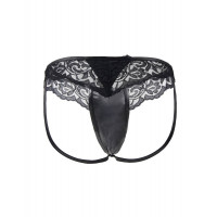 Труси чоловічі Star Night зі штучної шкіри з мереживом, чорні, M