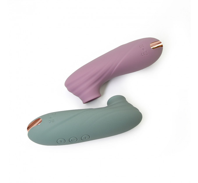 Кліторальний вібратор Sweet Em з вакуумом, сіро-блакитний, 11 см