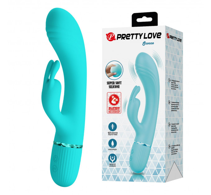 Вібратор-кролик Pretty Love Scocco, блакитний, 20 х 3.6 см