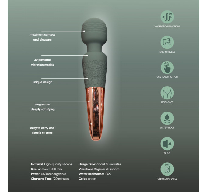 Вібратор-мікрофон Sweet Em, зелений із золотою ручкою