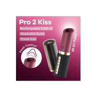 Вібратор у формі помади Satisfyer Pro 2 Kiss з вакуумною стимуляцією, червоний
