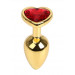 Анальная пробка Gold Metal Heart Red, M