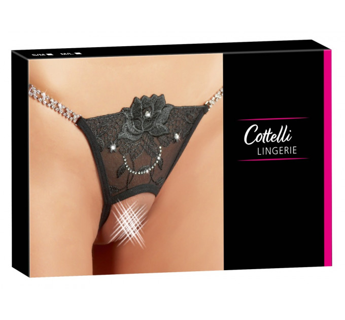 Стринги Cottelli Collection з відкритим доступом та вишивкою, S/M