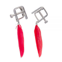 Зажимы на соски квадратные Lucky Bay Nipple play с красными перышками