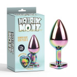 Анальная пробка разноцветная металлическая Chisa Matrix Mont с камнем в форме сердца, размер S