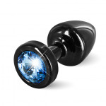 Анальная пробка с камнем Diogol - Anni Butt Plug Round 25 mm Black & Blue