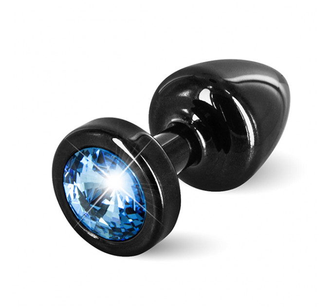 Анальная пробка с камнем Diogol - Anni Butt Plug Round 25 mm Black & Blue