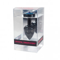 Анальная пробка с камнем Diogol - Anni Butt Plug Round 25 mm Black & Blue