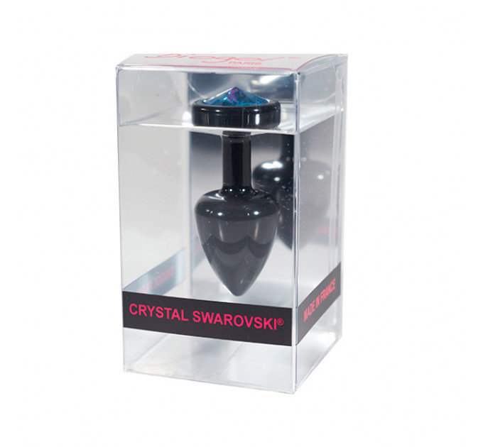 Анальная пробка с камнем Diogol - Anni Butt Plug Round 25 mm Black & Blue