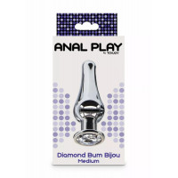 Анальна пробка із кристалом Toy Joy Diamond Bum Bijou сріблястий, Medium