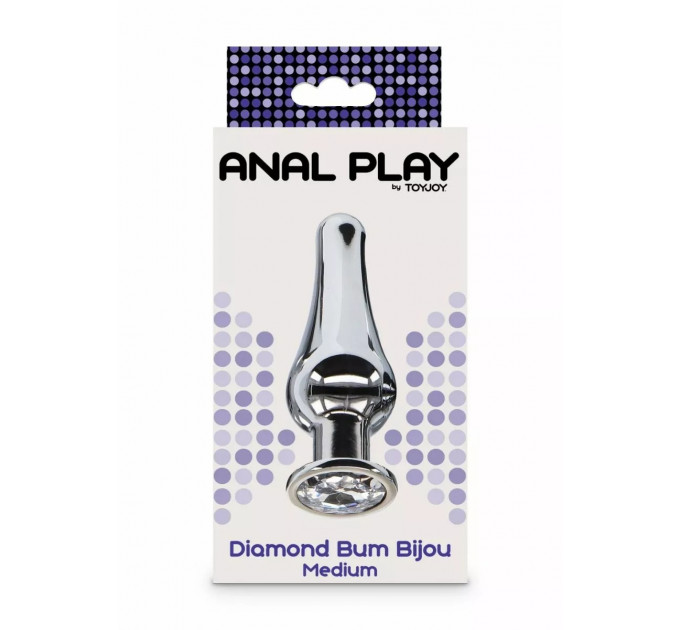 Анальная пробка с кристаллом Toy Joy Diamond Bum Bijou серебристый, Medium