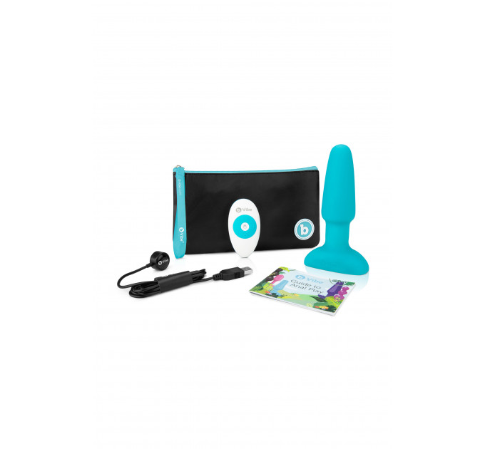 Анальная пробка с вибрацией и имитацией римминга b-Vibe Rimming Plug 2, голубая