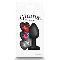 Анальная пробка со съемным камнем GLAMS XCHANGE HEART SMALL