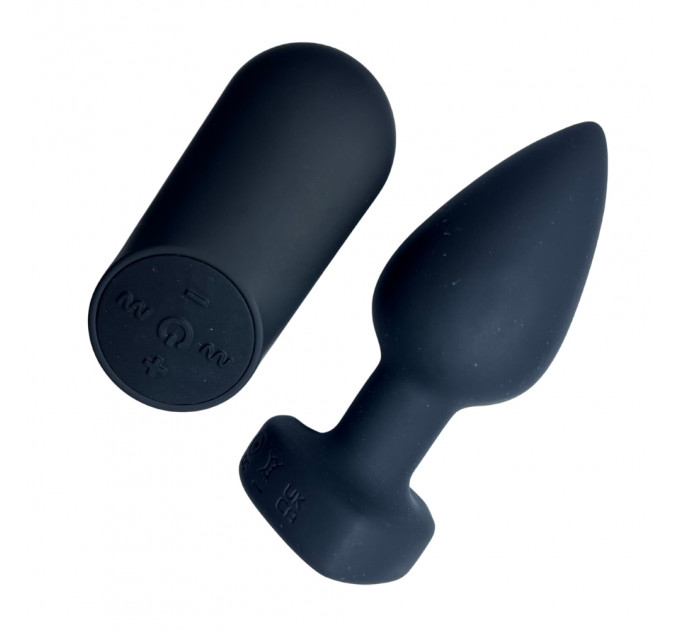 Анальна вібропробка з пультом Passion Play з червоним каменем у формі серця, 28 режимів, чорна