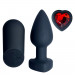 Анальна вібропробка з пультом Passion Play з червоним каменем у формі серця, 28 режимів, чорна