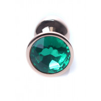 Анальная золотая пробка с камнем зеленого цвета Jewellery