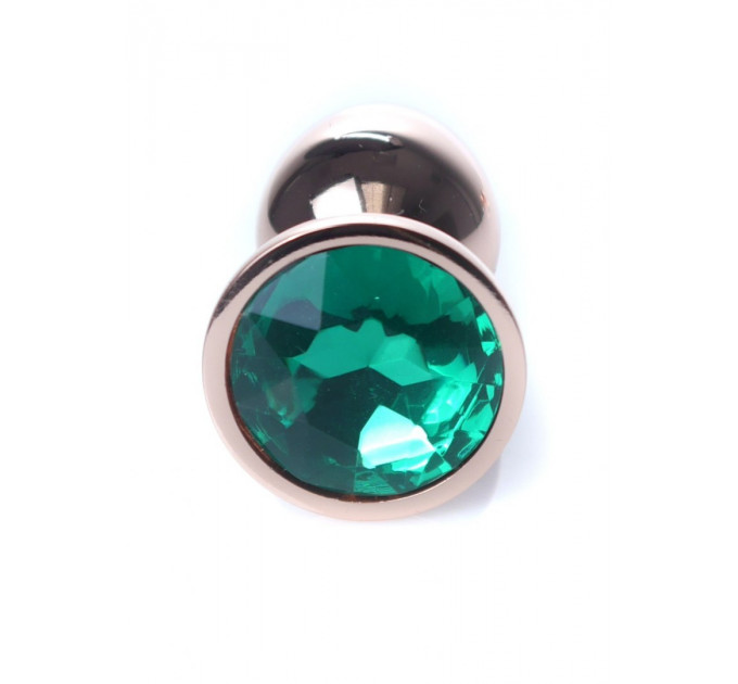 Анальная золотая пробка с камнем зеленого цвета Jewellery