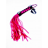 Флоггер розовый с плетенной ручкой, DS Fetish,замша