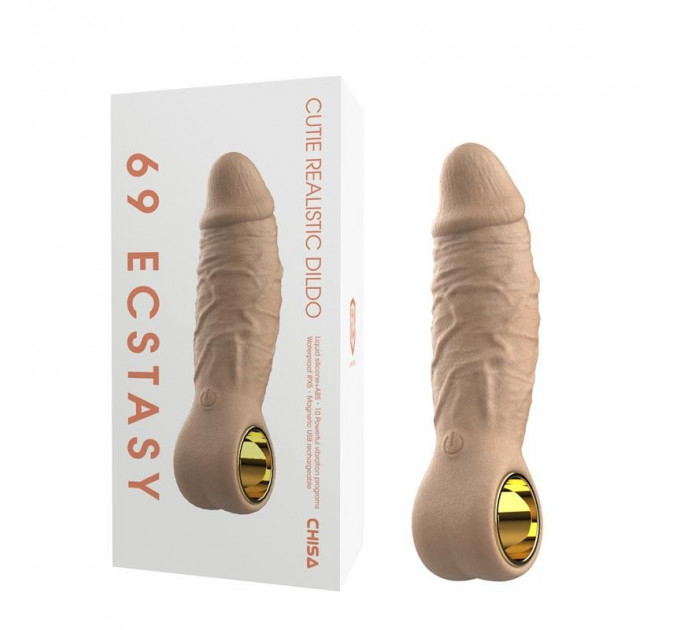 Фаллоимитатор реалистичный Chisa Cutie 69 ECSTASY с держателем в виде кольца, 10 вибро-режимов