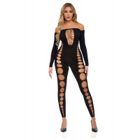 Комбінезон з відкритими плечима та розрізами Pink Lipstick чорний, One Size