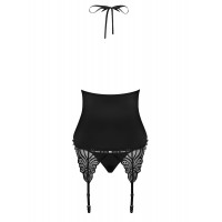 Корсет кружевной с трусиками Obsessive 828-COR-1, черный, S/M