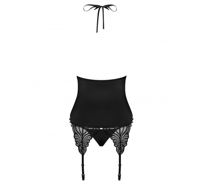 Корсет кружевной с трусиками Obsessive 828-COR-1, черный, S/M