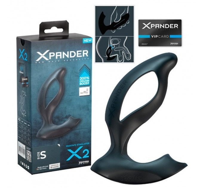 Массажер простаты, размер М, XPANDER X2 черный, 10.5 см х 4.5 см