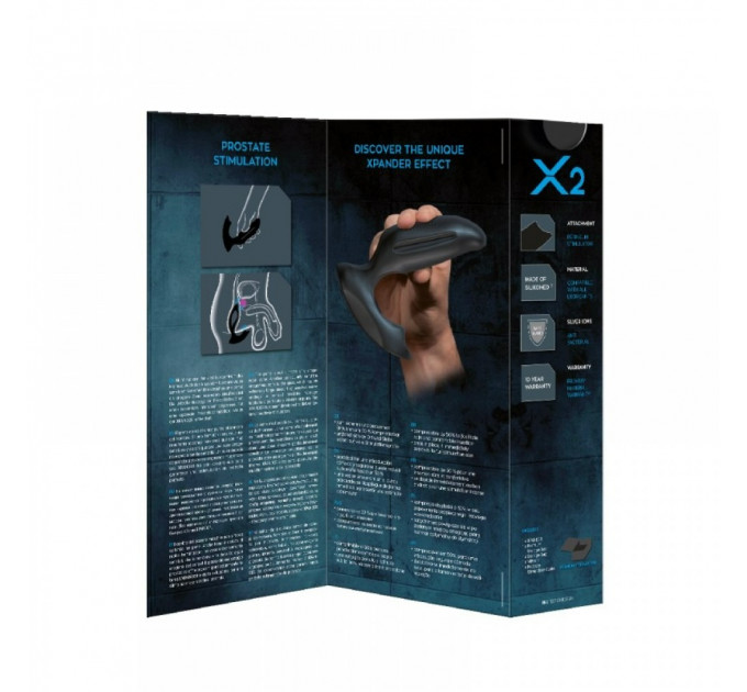 Массажер простаты, размер М, XPANDER X2 черный, 10.5 см х 4.5 см