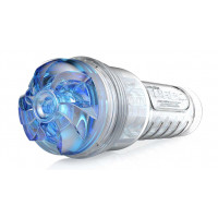 Мастурбатор у колбі з ребристою структурою Fleshlight Turbo Thrust Blue Ice, прозоро-блакитний