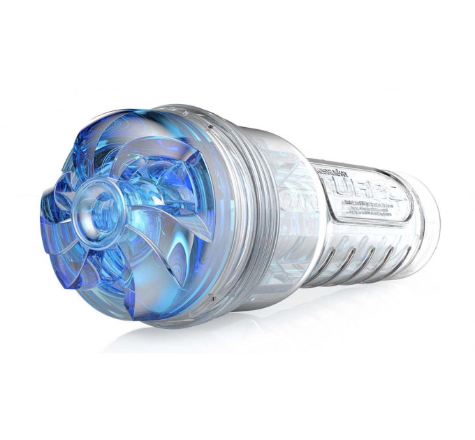 Мастурбатор в колбе с ребристой структурой Fleshlight Turbo Thrust Blue Ice, прозрачно-голубой