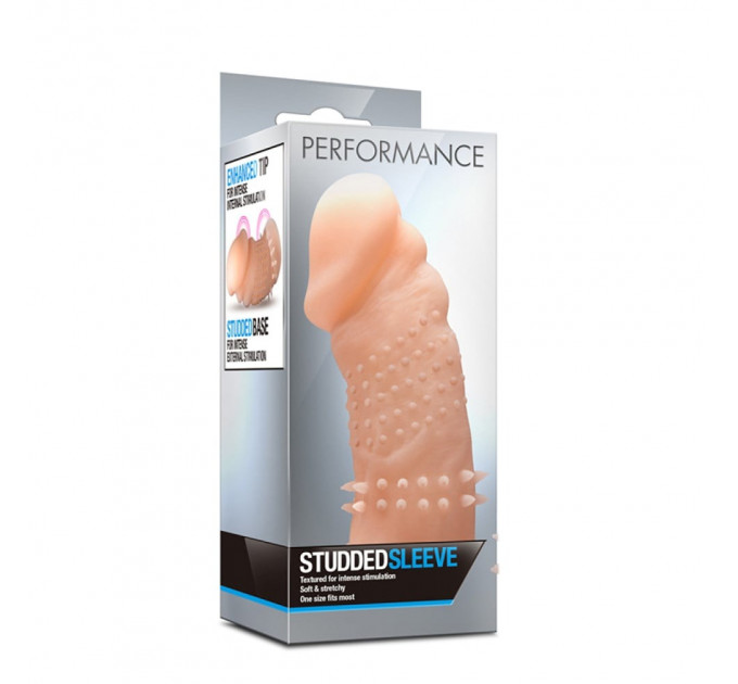 Насадка на пенис с рельефными шипами Blush Performance Studded Sleeve бежевая