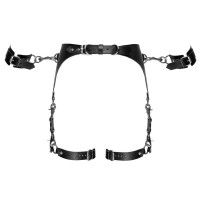Пояс шкіряний з гартерами ZADO FETISH та фіксаторами-наручниками, чорний, S/M