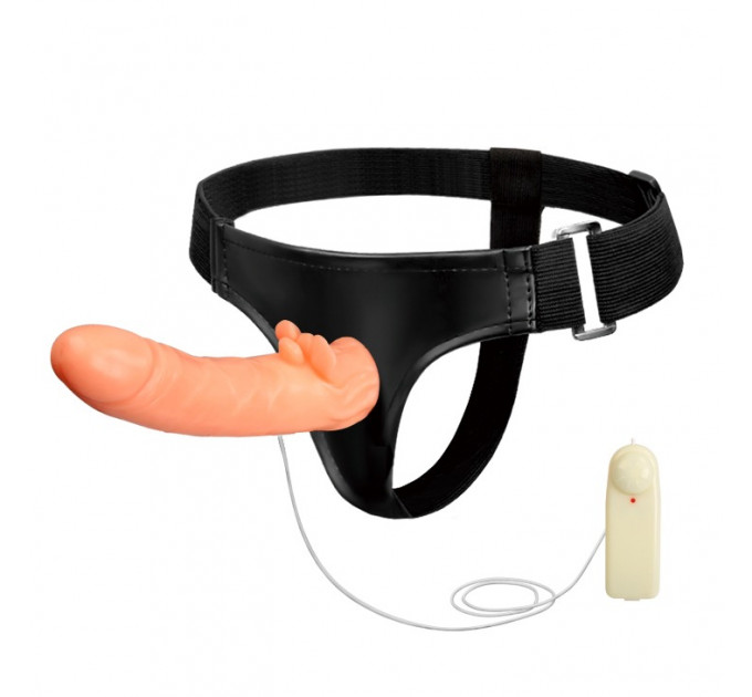 Страпон с вибро Multi-speed Rotation Harness Flesh, 18 см
