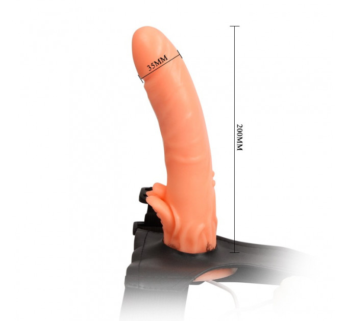Страпон с вибро Multi-speed Rotation Harness Flesh, 18 см